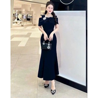 Đầm đuôi cá trễ vai kèm pk  sang trọng đầm trung niên hàng cao cấp
