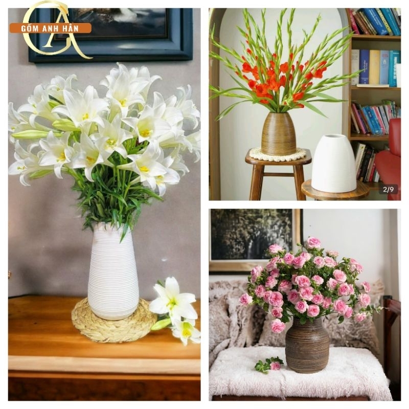 (Giá Huỷ Diệt) Bình gốm Bát Tràng mộc cắm hoa trang trí, decor, quà tặng siêu xinh, lọ hoa gốm sứ