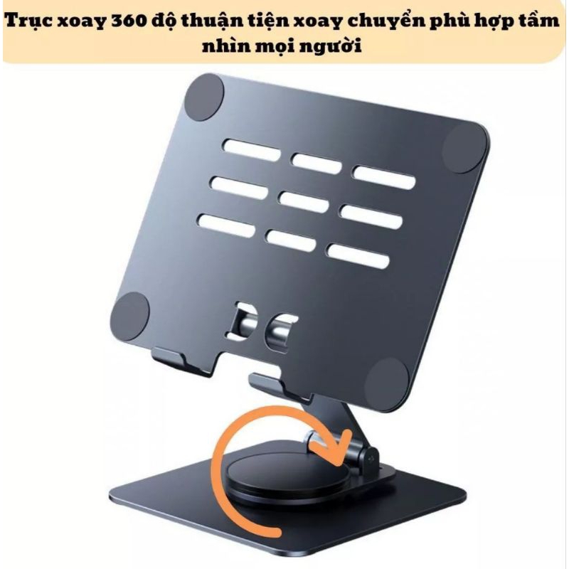 Giá đỡ máy tính bảng để bàn L003 xoay 360,hợp kim nhôm đế silicon chống trượt gấp gọn dễ dàng.