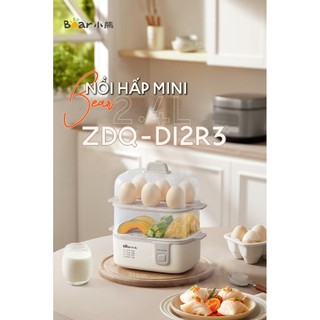 Nồi Hấp Điện Mini 2 Tầng Bear ECK-125NR (ZDQ-D12R3-P02), 270W, Hấp Cách Thủy, Văn Phòng, BH 18 Tháng
