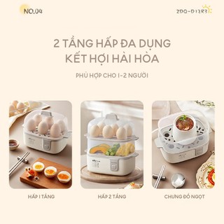 Nồi Hấp Điện Mini 2 Tầng Bear ECK-125NR (ZDQ-D12R3-P02), 270W, Hấp Cách Thủy, Văn Phòng, BH 18 Tháng