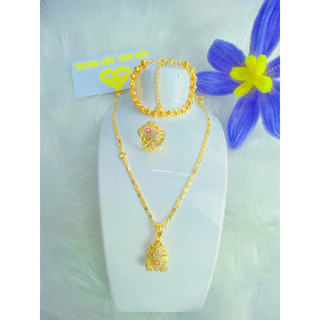 Com bo 4 món trang sức cóc ngậm tiền vàng 18 k , Chất liêu: ti tan mạ vàng 18k