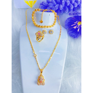 Com bo 4 món trang sức cóc ngậm tiền vàng 18 k , Chất liêu: ti tan mạ vàng 18k
