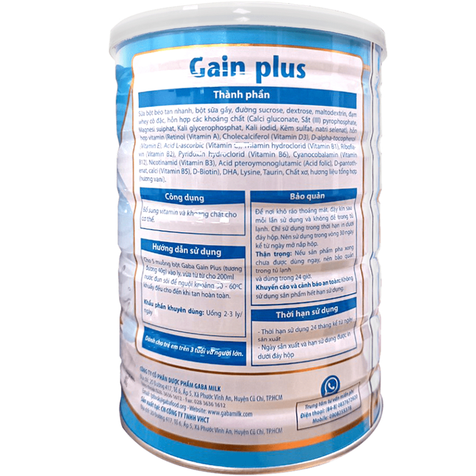 Sữa Bột Gaba Gain Plus Fobe Bổ Sung Dinh Dưỡng, Khoáng Chất Bồi Bổ Cơ Thể, Dùng Được Cho Trẻ Từ 3 Tuổi