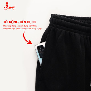 Bộ thể thao nam  JASEY, bộ thu đông đen trơn chuẩn size mã 2123