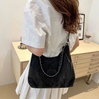 Túi xách nữ đeo chéo công sở kèm chamr Mây da pu vải nhung phối xích hàng thời trang - TXN08