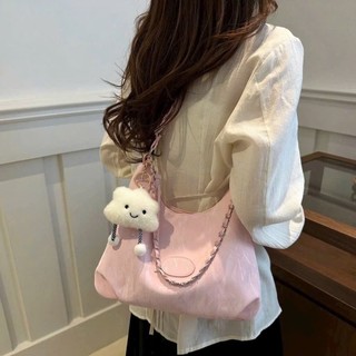 Túi xách nữ đeo chéo công sở kèm chamr Mây da pu vải nhung phối xích hàng thời trang - TXN08