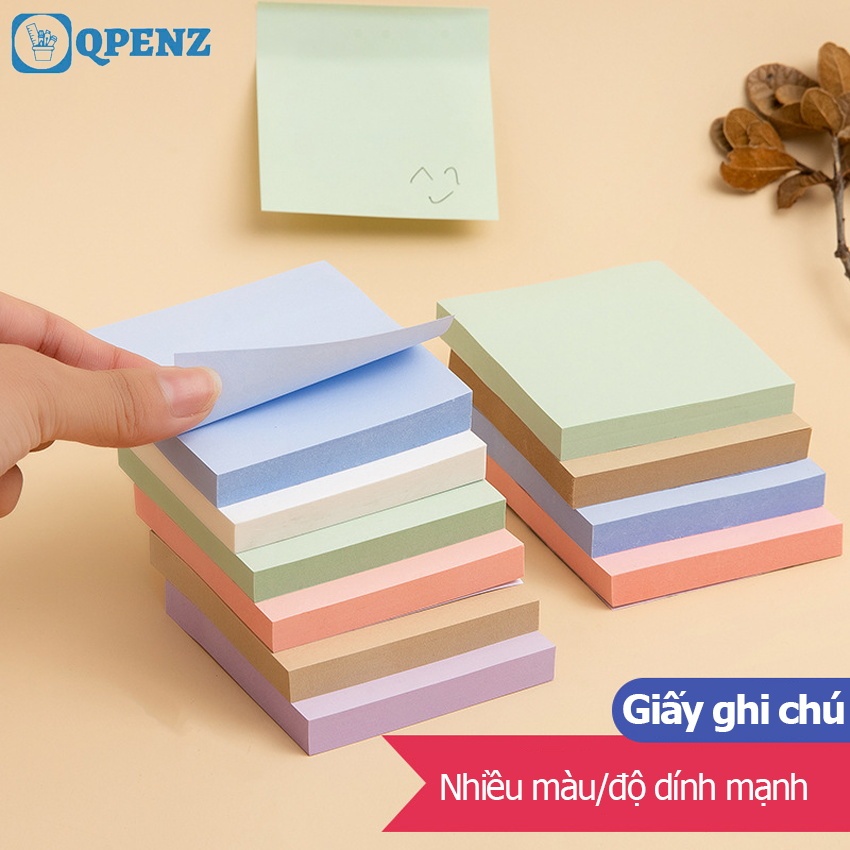 Giấy note QPENZ ghi chú nhiều màu sắc pastel set 400 tờ dày dặn độ dính ...