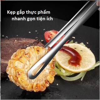 Kẹp Gắp Inox 304 Kẹp Thép Kông Rỉ Gắp Thực Phẩm Chiên,Xào,Nướng Có Hai Cỡ 28 vÀ 24cm