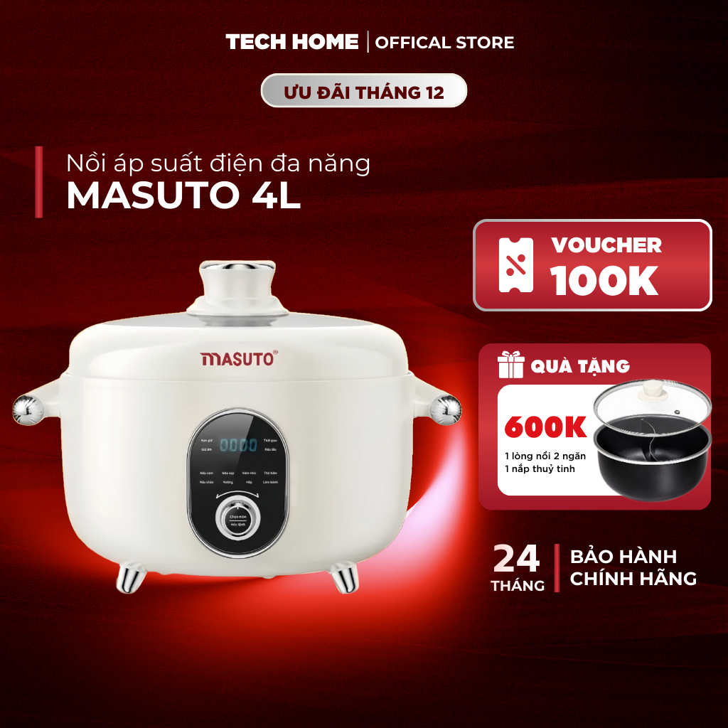 [Bảo hành 12 tháng] Nồi áp suất lẩu điện 2in1 đa năng 4L Masuto MSPC04 ...