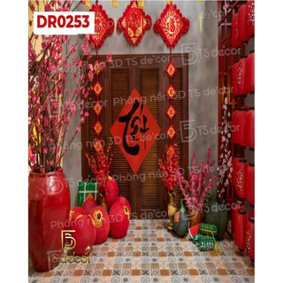 Phông Tết decor Treo Tường Trang Trí Nhà Cửa, Quán Cafe Ăn Uống, Background livestream đẹp