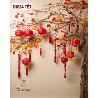 Phông Tết decor Treo Tường Trang Trí Nhà Cửa, Quán Cafe Ăn Uống, Background livestream đẹp