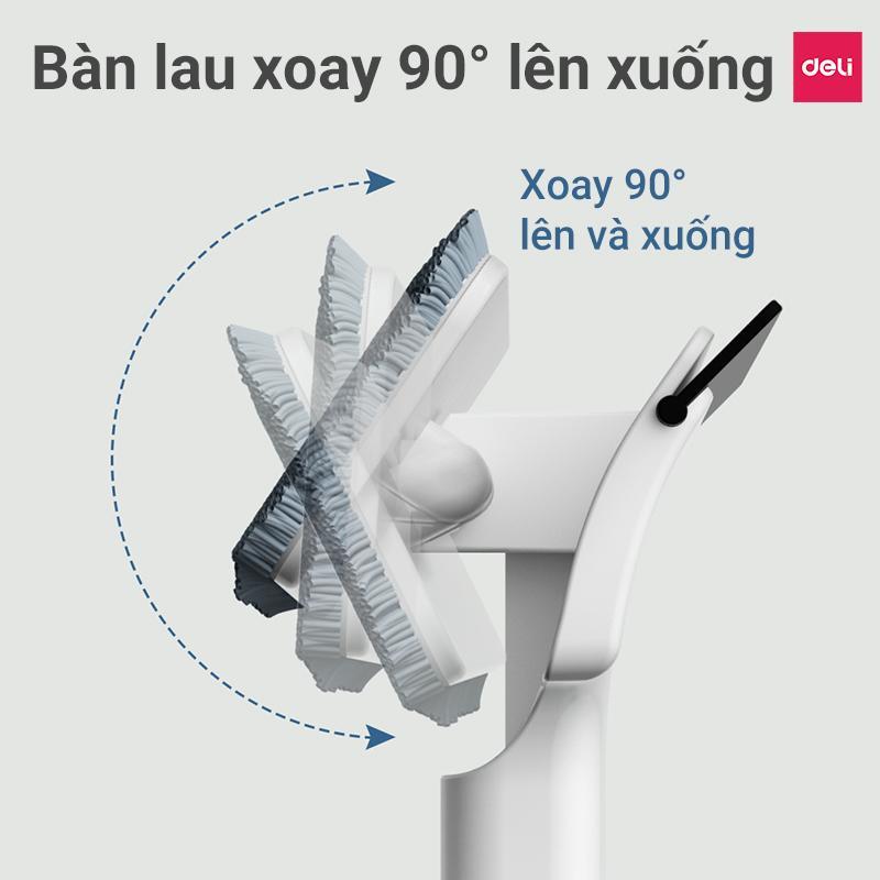 [TẶNG KÈM GIẺ LAU] Cây Lau Kính Thông Minh Deli - Phun Sương, Gạt Nước Cán Dài 126Cm, Xịt Nước Tiện Lợi, Đầu Xoay 90 Độ
