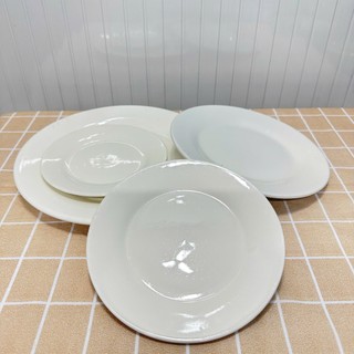 Đĩa Tròn Cạn Trắng Trơn - Sứ đầy đủ kích thước, Dĩa Sứ Cạn Trắng