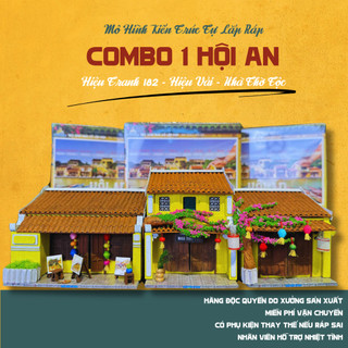 Set 3 Bộ Mô Hình Lắp Ráp Kiến Trúc Hội An - Hiệu Tranh + Hiệu Vải + Nhà Thờ Tộc - CBHA1
