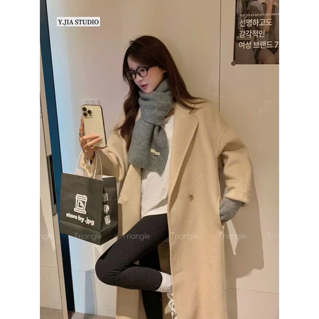 Triangle - Must Have Coat (Cân nhắc kỹ, return is not welcomed) - Áo khoác dạ ép dáng rộng và dài phong cách Hàn Quốc