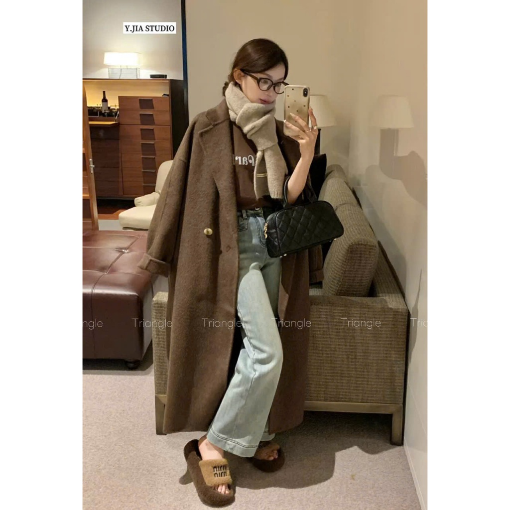 Triangle - Must Have Coat (Cân nhắc kỹ, return is not welcomed) - Áo khoác dạ ép dáng rộng và dài phong cách Hàn Quốc