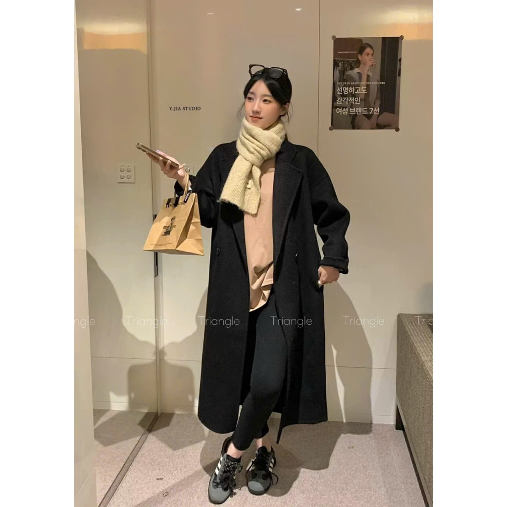 Triangle - Must Have Coat (Cân nhắc kỹ, return is not welcomed) - Áo khoác dạ ép dáng rộng và dài phong cách Hàn Quốc