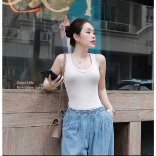Áo thun ba lỗ chất cotton Hàn cao cấp Kia Top thời trang basic cổ U form ôm freesize 40-55kg co dãn dày dặn - REN STUDIO