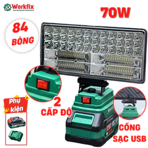 Đèn Pin Tích Điện Để Bàn Siêu Sáng Workfix Có Cổng Sạc Điện Thoại, Đèn Led Dùng Pin Tích Điện Chân Pin Phổ Thông