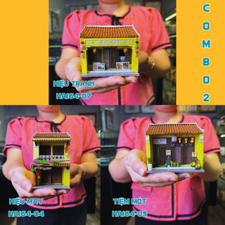 Combo 2 - Set 3 Mô Hình Lắp Ráp Kiến Trúc Trúc Hội An - Hiệu May + Tiệm Mót  + Hiệu Tranh - Thế Giới Tí Hon - CBHA2