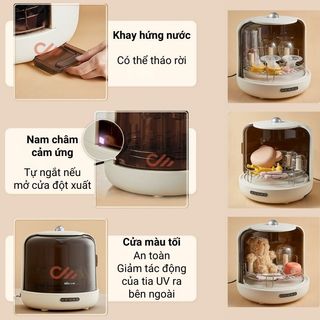 [ĐỜI MỚI] Máy tiệt trùng bình sữa 13L Bear BJG-C02L6, sấy khô, khử trùng công nghệ UVC loại bỏ 99,99% vi khuẩn