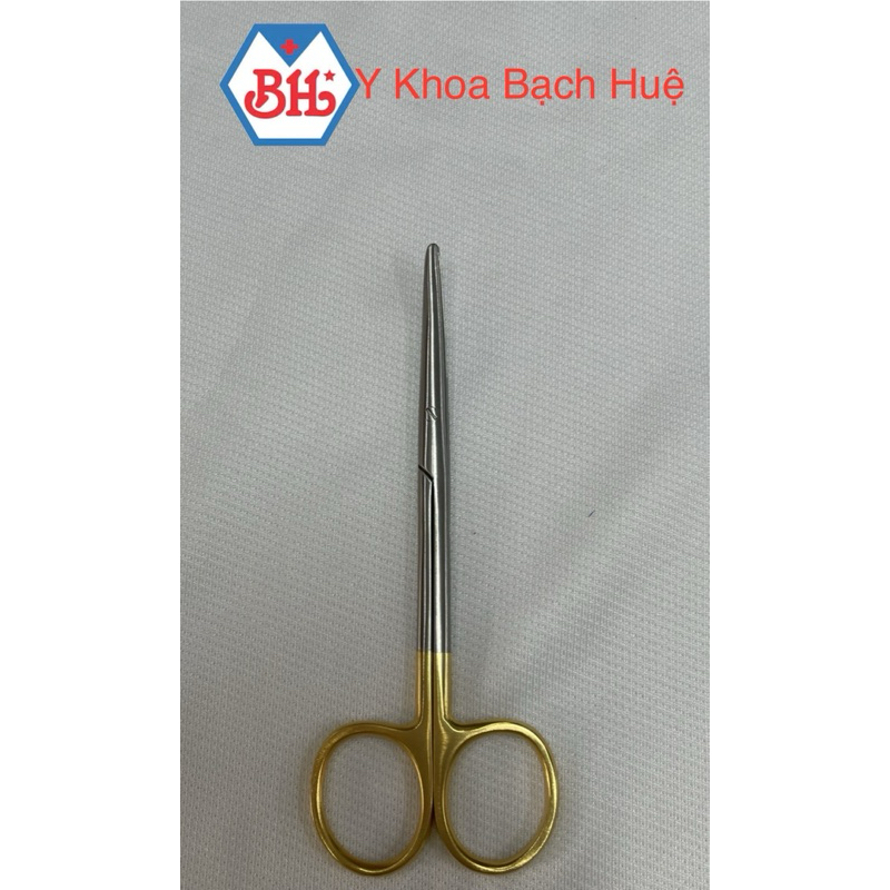 Kéo Metzenbaum cong cán vàng 12cm  - Kéo Met phẫu thuật cong 12cm