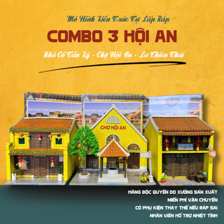 Combo 3 - Set 3 Mô Hình Lắp Ráp Kiến Trúc Trúc Hội An - Nhà Cổ Tấn Ký+Chợ Hội An+La Thiên Thái+ Thế Giới Tí Hon - CBHA3