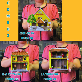 Combo 3 - Set 3 Mô Hình Lắp Ráp Kiến Trúc Trúc Hội An - Nhà Cổ Tấn Ký+Chợ Hội An+La Thiên Thái+ Thế Giới Tí Hon - CBHA3