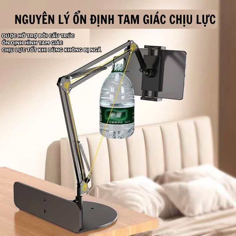 Giá đỡ ipad, kẹp điện thoại treo khe thành giường, để bàn nâng cấp xoay 360 độ quay video, giải trí, chụp ảnh trên cao