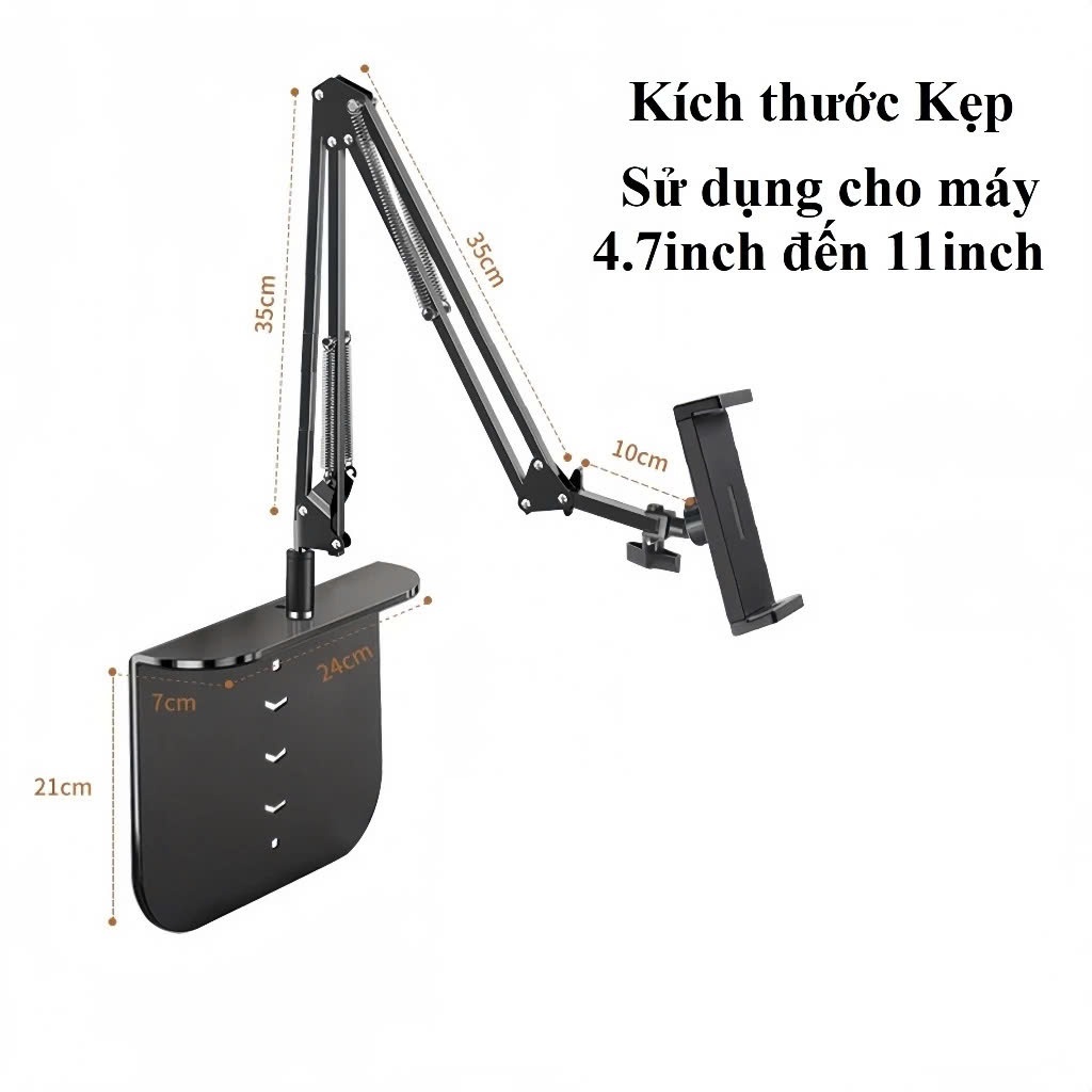 Giá đỡ điện thoại, ipad 2in1 treo đầu giường, để bàn, đứng sàn hợp kim nhôm chỉnh xoay 360 đa năng quay video, giải trí