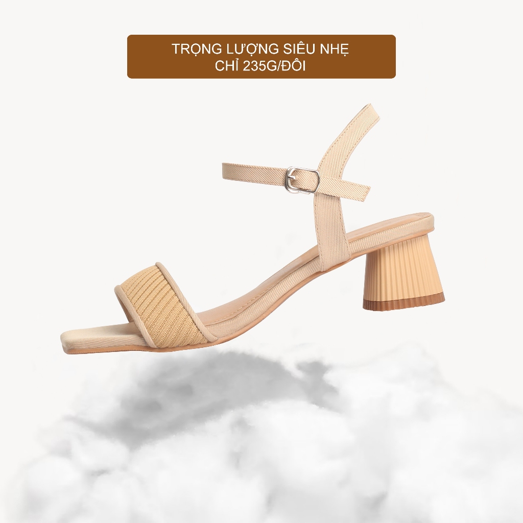CORII - Giày Sandal Cao Gót Quai Ngang Bản Nhỏ Mũi Vuông Thời Trang và Thoải Mái Nhất - CR06WW2 Kem