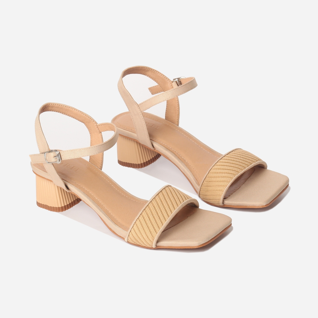 CORII - Giày Sandal Cao Gót Quai Ngang Bản Nhỏ Mũi Vuông Thời Trang và Thoải Mái Nhất - CR06WW2 Kem