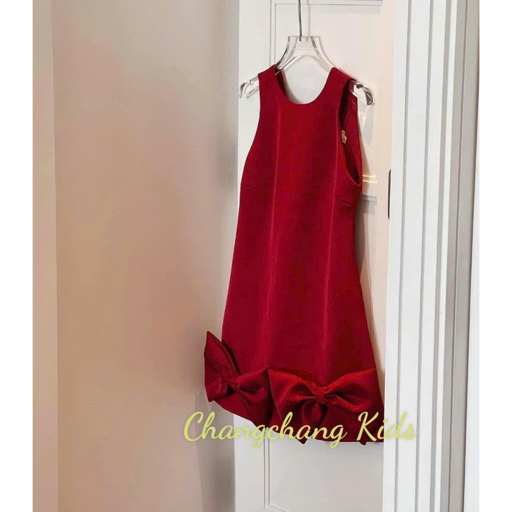 Đầm bé gái dáng suông nơ to  cho mẹ và bé gái 13-55kg
