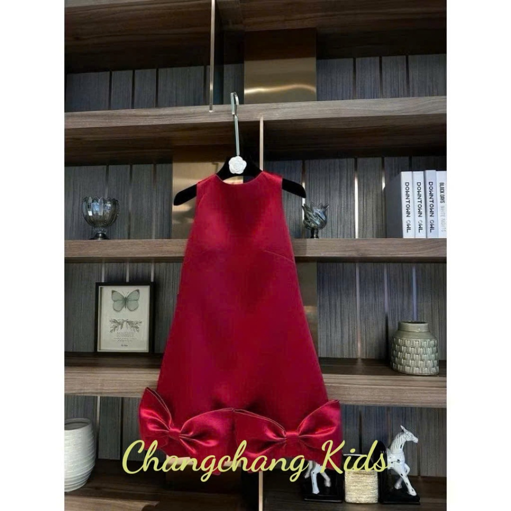 Đầm bé gái dáng suông nơ to  cho mẹ và bé gái 13-55kg