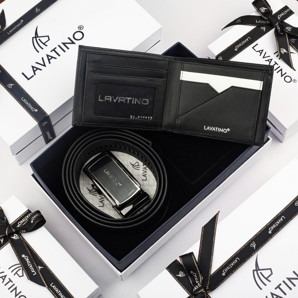 Ảnh Set Ví Thắt Lưng Da Nam Fullbox Chính Hãng Lavatino  PATRICK 47 - T04 1