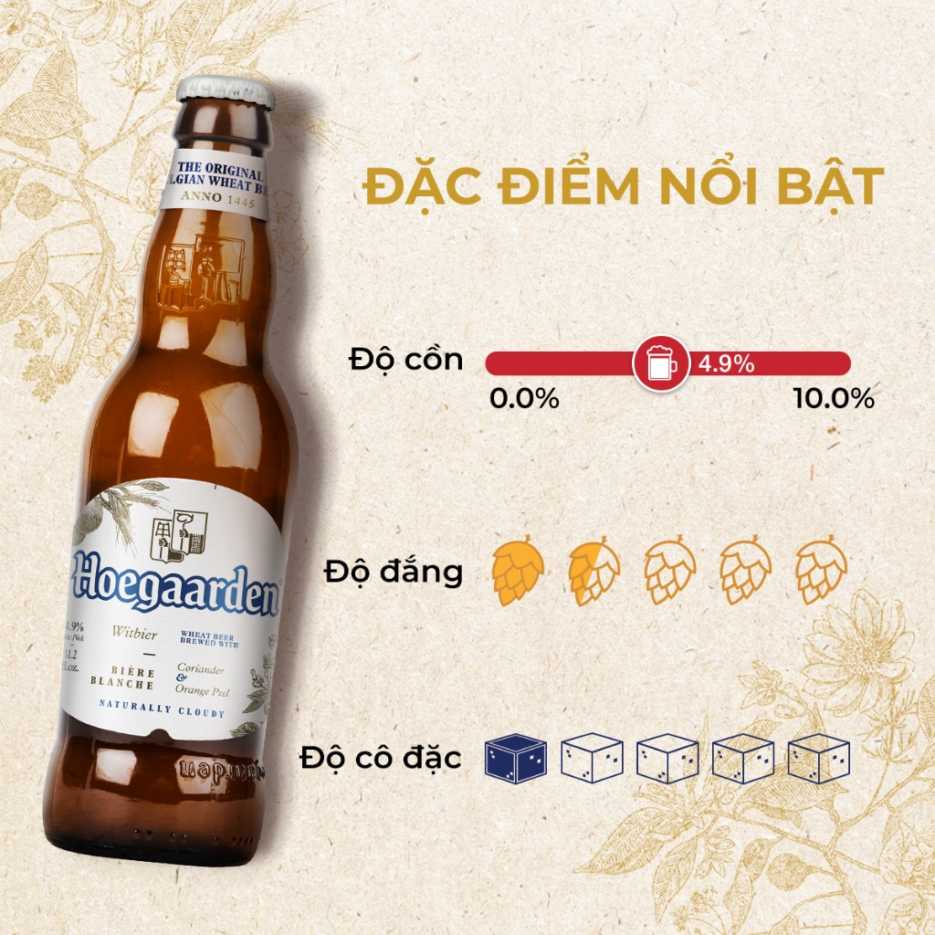 Ảnh Thùng 24 Chai Hoegaarden White - Bia Bỉ Chính Hiệu Lúa Mỳ (330ml/ chai) 2