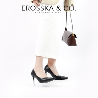 Erosska - Giày cao gót mũi nhọn thời trang trơn đơn giản sang trọng màu đen cao 10cm - EP022