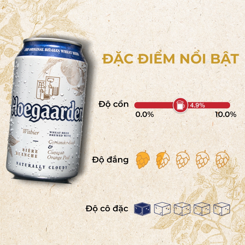 Ảnh Bia Hoegaarden white bỉ thùng 24 lon (330ml/lon) 2