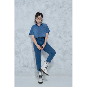 MIDDUA - KGM04 Quần nữ slimboy denim chất co giãn