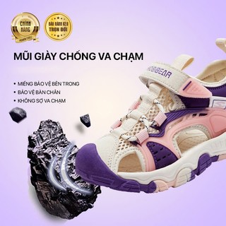 Sandal bé gái HOBIBEAR AU7878 Hồng pastel có mũi giày chống va chạm