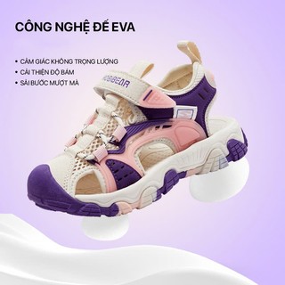 Sandal bé gái HOBIBEAR AU7878 Hồng pastel có mũi giày chống va chạm