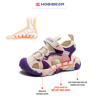 Sandal bé gái HOBIBEAR AU7878 Hồng pastel có mũi giày chống va chạm