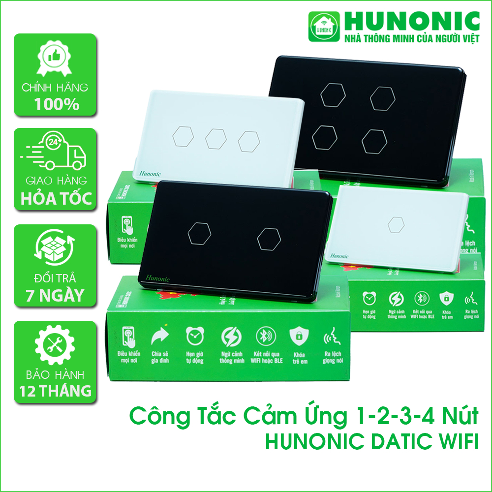 Công Tắc Cảm Ứng Hunonic Datic 1-2-3-4 Nút Kết Nối Wifi Điều Khiển Từ ...