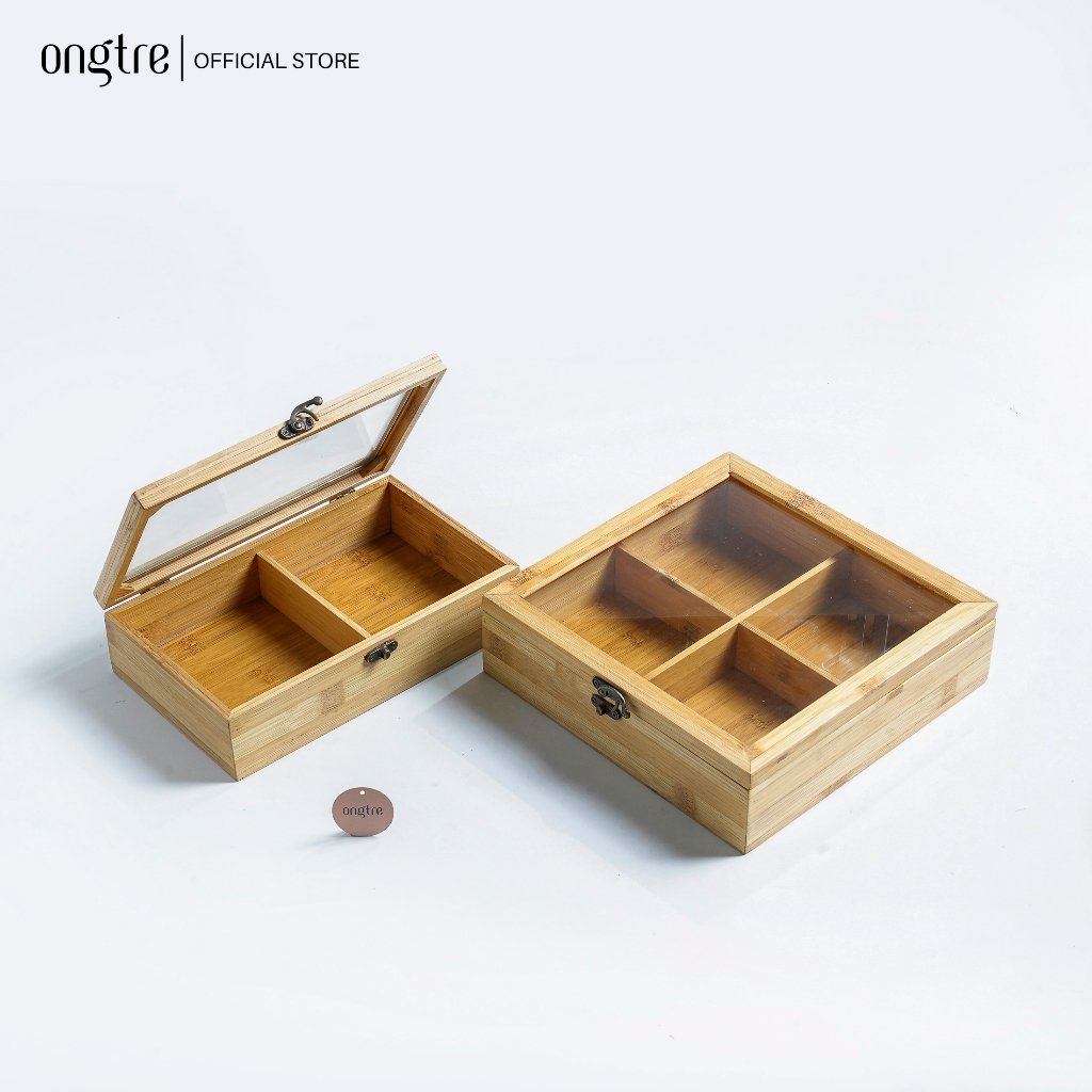 Khay gỗ tre ONGTRE đựng mứt tết nhiều ngăn(4/6 ngăn)