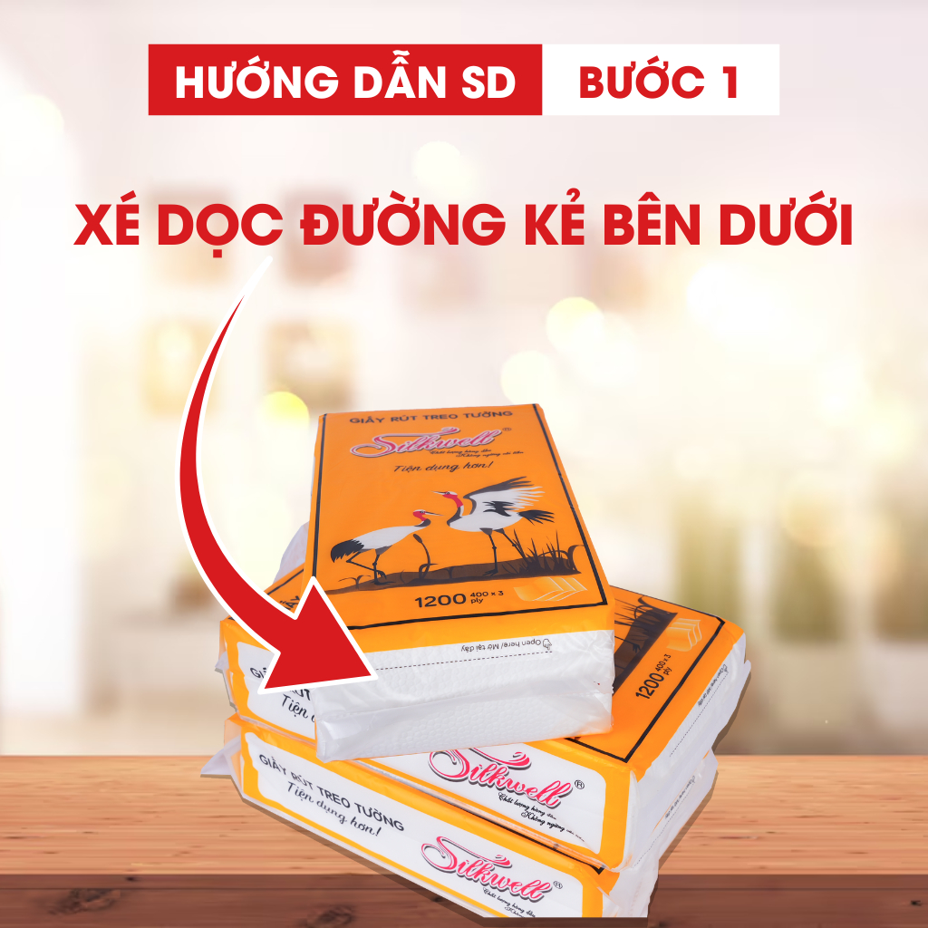 Ảnh Combo 5 bịch khăn giấy rút đáy Silkwell 450g 2 lớp làm từ bột gỗ nguyên chất không tẩy trắng 3