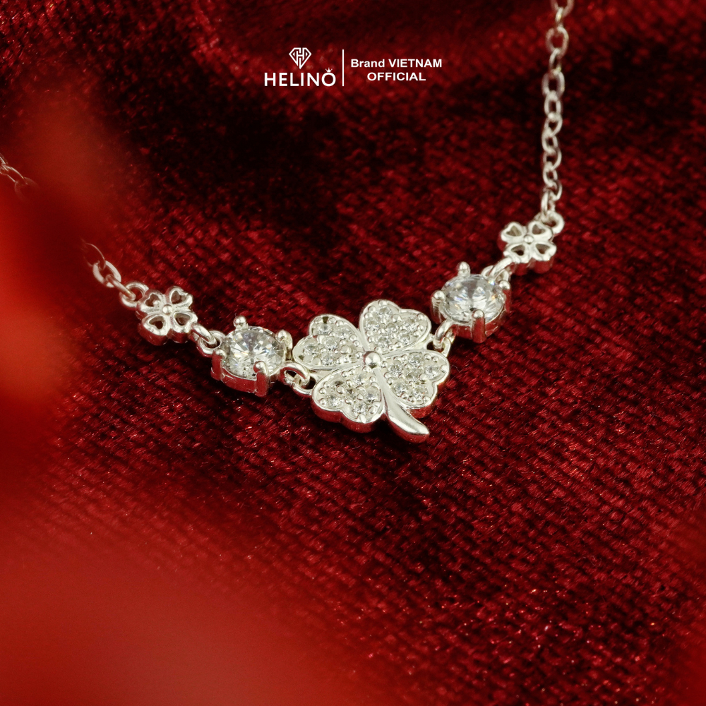 Ảnh Lắc tay bạc nữ HELINO cỏ bốn lá đính đá và charm cao cấp trang sức cá tính V35 3