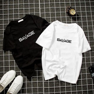 Áo thun unisex SVG chữ kiểu đẹp màu đen trắng cá tính, áo phông nam nữ Savage tay ngắn chất cotton mềm mại co dãn ta599
