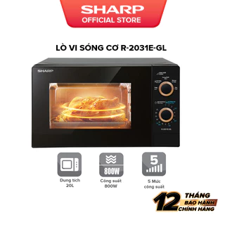 Lò Vi sóng cơ Sharp R-2031E-GL 20 lít, Công suất 800W- Hàng chính hãng bảo hành 12 tháng