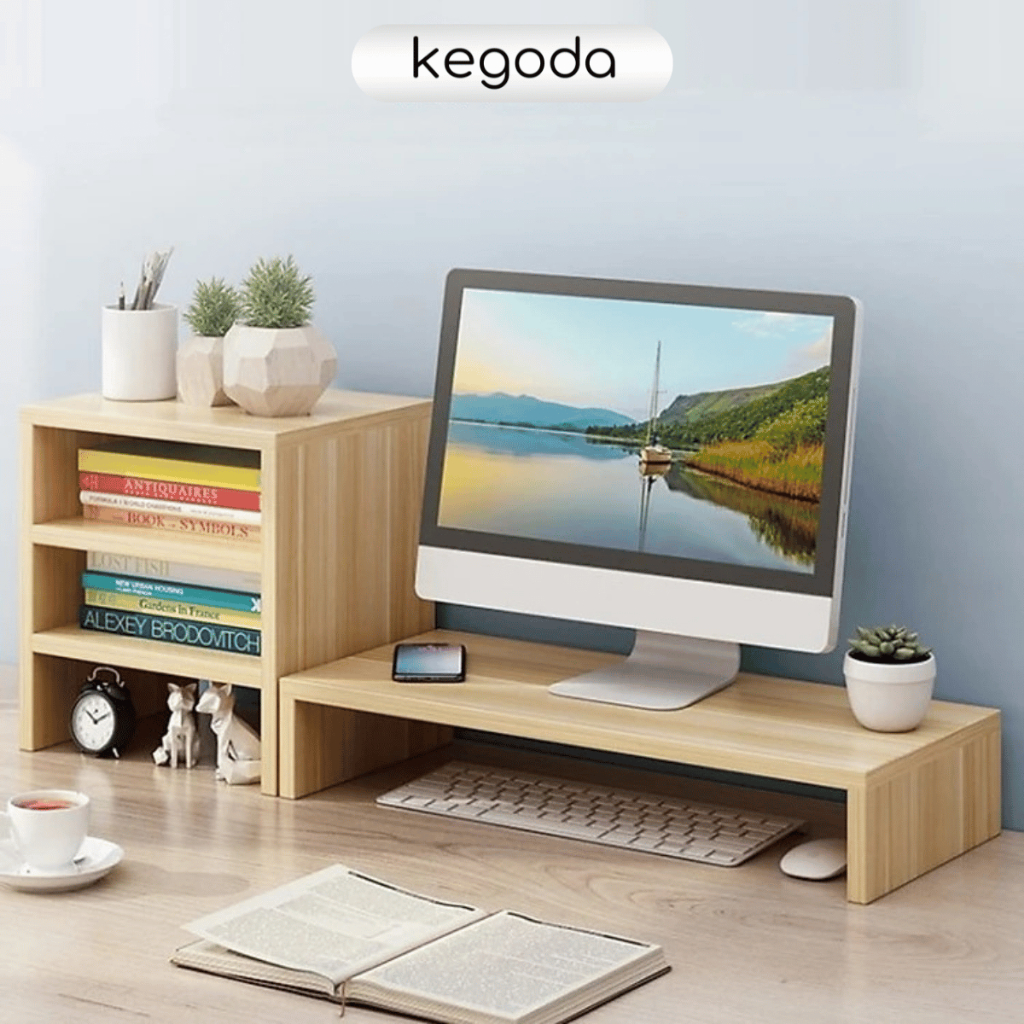 Ảnh Kệ Màn Hình Kèm Kệ Sách 3 Tầng Để Bàn Làm Việc Thương Hiệu KEGODA KDB09 3